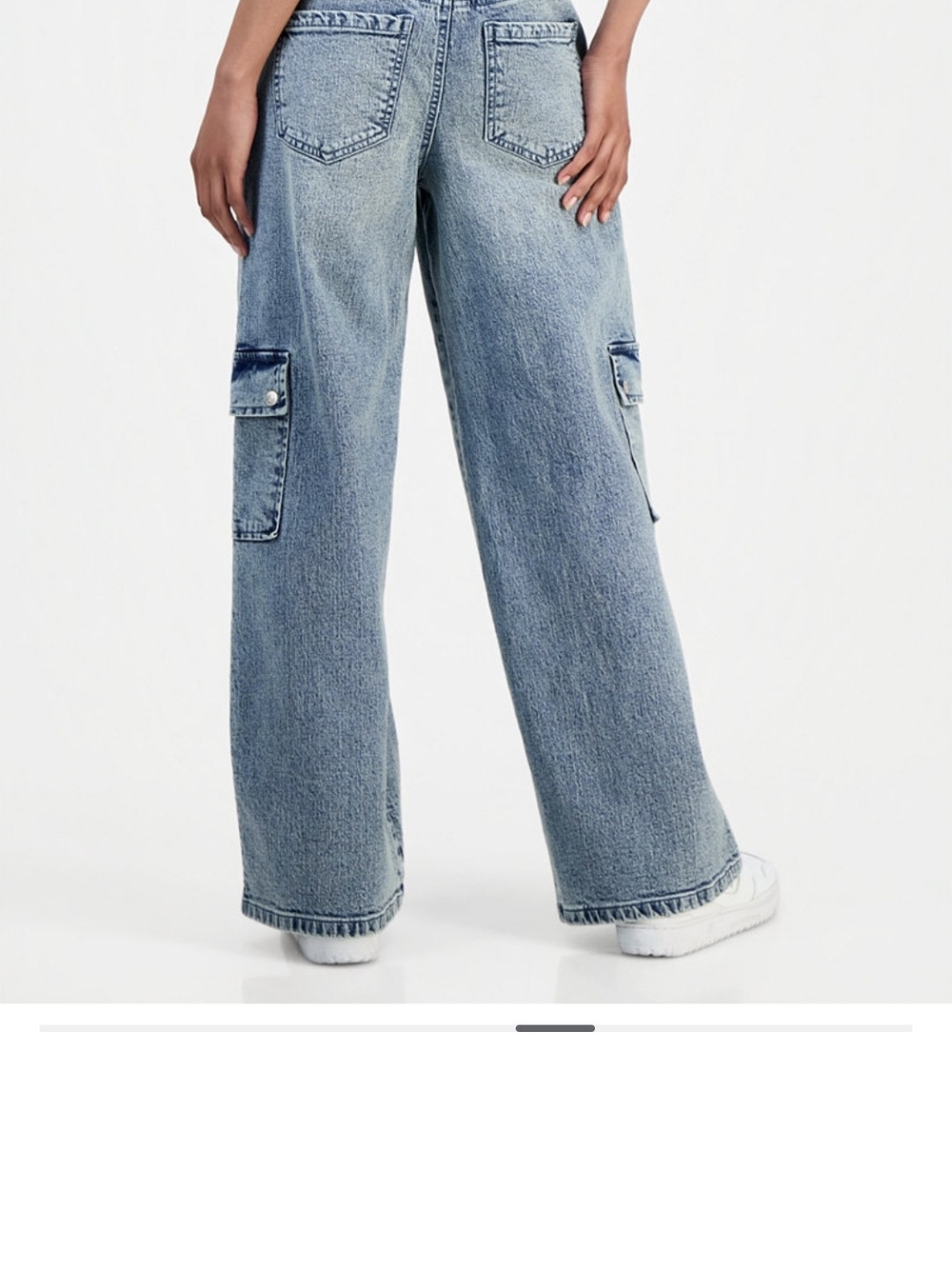 NWT Wide Leg Cargo Denim Jeans - Light Blue - Picture 7 of 11